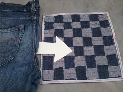 DIY laptop.tab mat,old clothes Recycling ideas l how to make Doormat from waste jeans ,rug ,carpet