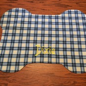 DOG PLACEMAT - Personalized - Blue and Beige Plaid -  Handmade