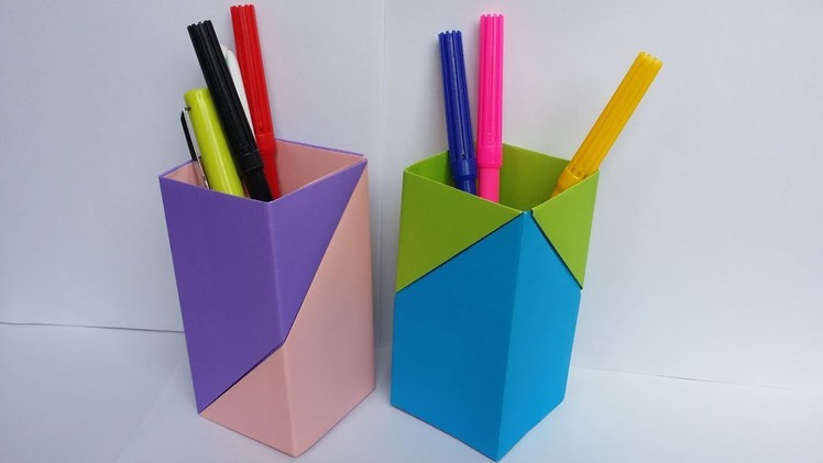 DIY: Paper Crafts!!! How to Make Beautiful Pen.Pencil Holder With Colour Paper!!!