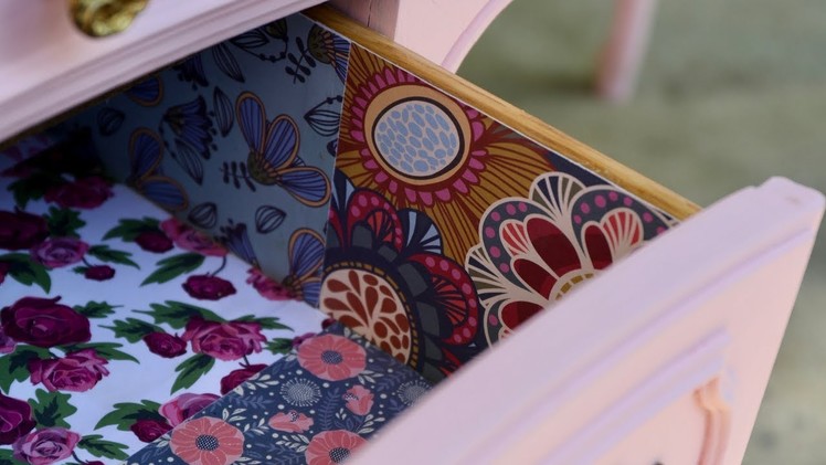 How to Line Drawers With Scrapbook Paper - No Measuring Needed! - Thrift Diving