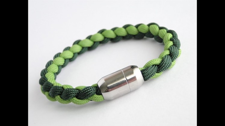 How to Make a Four Strand Round Braid.Magnetic Clasp Paracord Bracelet