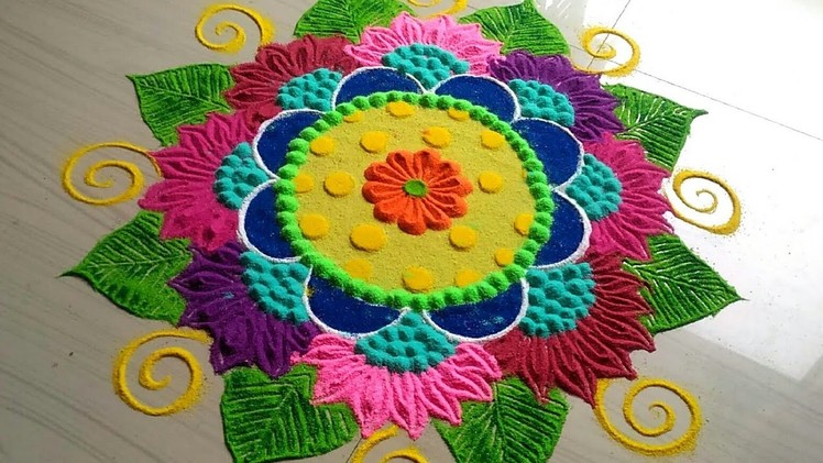HOW TO MAKE beautiful FLOWERS rangoli design by jyoti Rathod