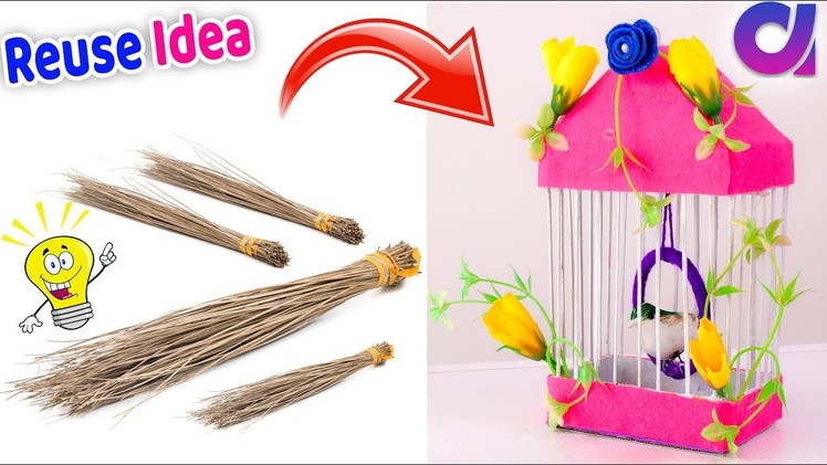 How to make Bird nest from waste Broom | Best out of waste | Artkala 517