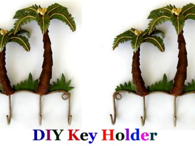 How to make Palm tree key Holder.key hook at home step by step | DIY Room decor.wall decor idea