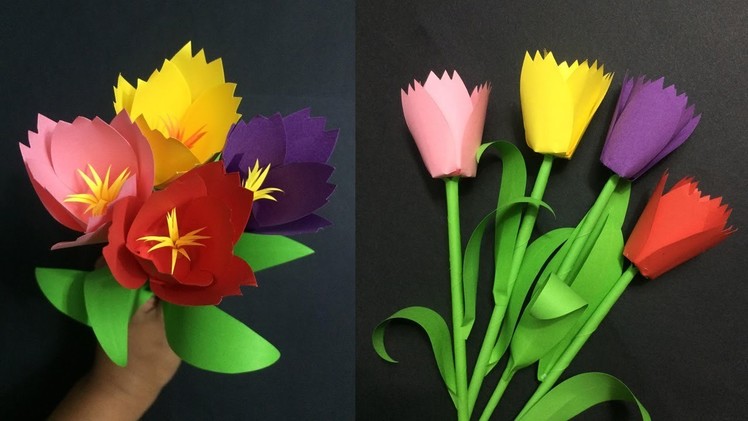 How to Make Paper Tulip Flower | Making Paper Flowers Step by Step | DIY-Paper Crafts
