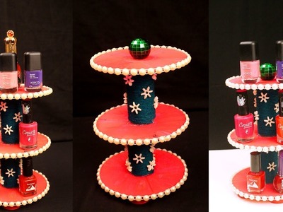 How to recycle old CDs into beautiful nail polish holder  - Best out of waste ideas from old cds
