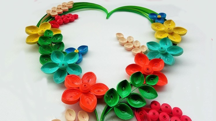 Paper Quilling | How to make Beautiful ????flower design ❤ Heart Greeting Card | Paper Quilling Art