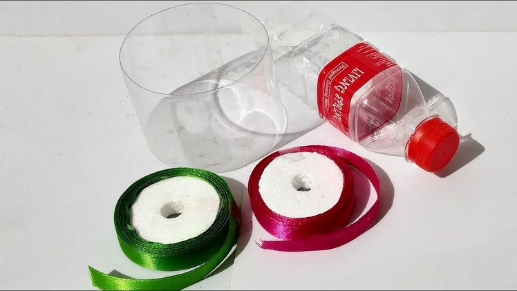 Amazing DIY from disposable plastic bottle and satin ribbon | Best out of waste craft idea