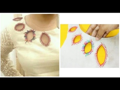 Beautiful Boat Neckline With Hand Embroidery Design Making (DIY)