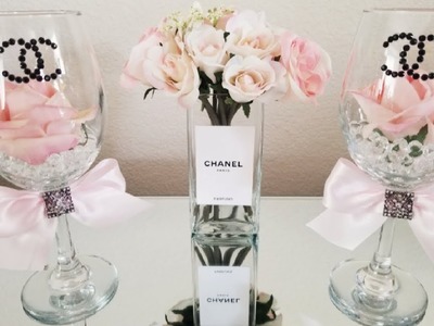 CHANEL WINE GLASS | INEXPENSIVE DIY DECOR | DOING IT ON A BUDGET 2018