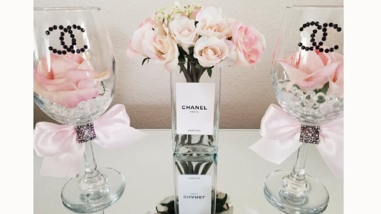 CHANEL WINE GLASS | INEXPENSIVE DIY DECOR | DOING IT ON A BUDGET 2018