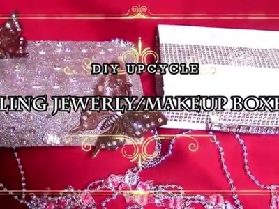 DIY Dollar Tree UpCycle Bling Jewelry.MakeUp Boxes