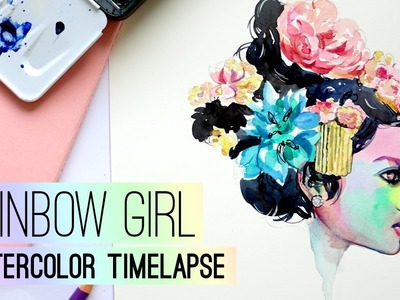 WATERCOLOR TIMELAPSE: Rainbow Girl (not narrated)