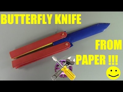COOL BUTTERFLY KNIFE  FROM PAPER !!! How to do in 10 minutes !!!