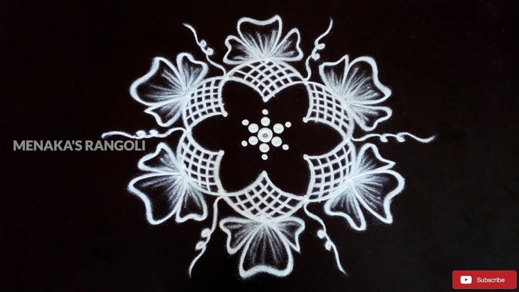 Daily Rangoli Design - 23 || 5 to 3 Interlaced Dots Rangoli Design || Easy Kolam Designs
