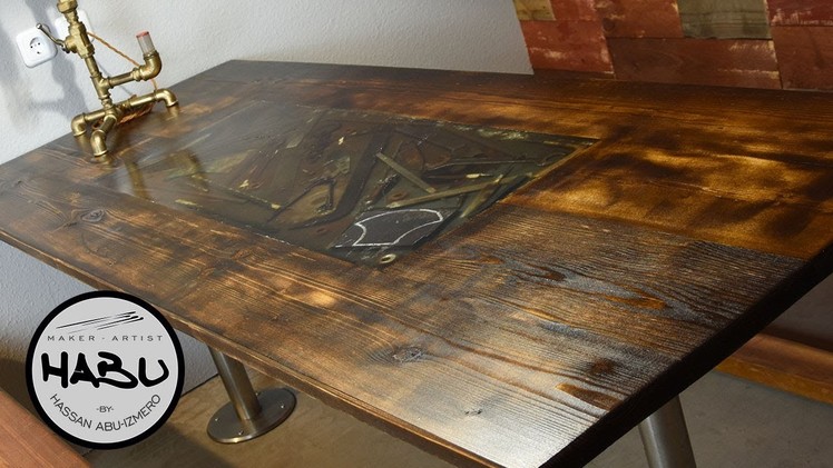 HABU \\ Building A Rustic Dining Table With Epoxy Tool Inlay