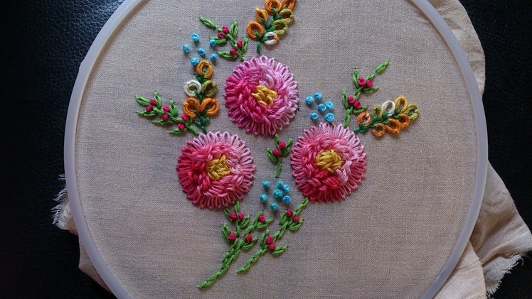 Hand embroidery. Flower embroidery design. Hand embroidery stitches.