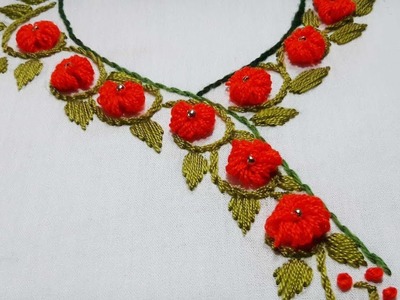 Hand Embroidery: Neckline Embroidery for Kurtis.Kameez by nakshi katha.