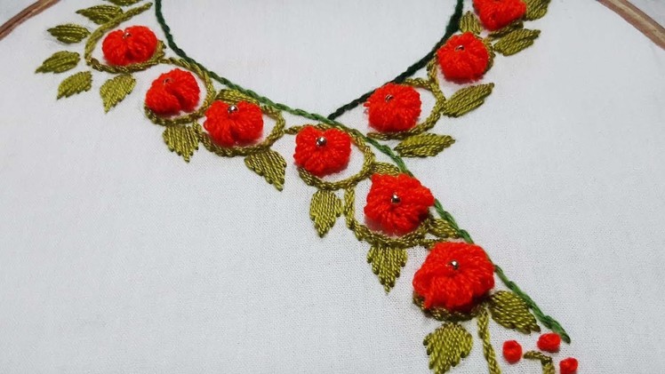 Hand Embroidery: Neckline Embroidery for Kurtis.Kameez by nakshi katha.