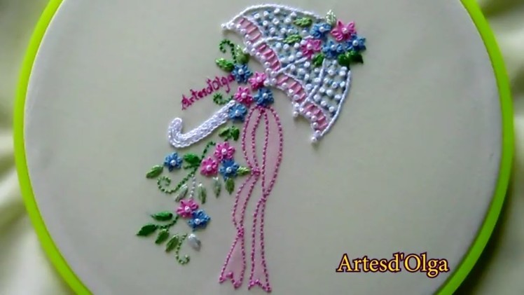 Hand Embroidery: Umbrella Flower Bouquet | Bordados a mano: Sombrilla con bouquet de flores