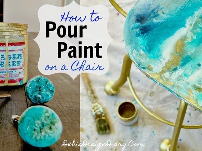 How to Paint Pour onto a chair inspired by Geode knobs from Anthropologie