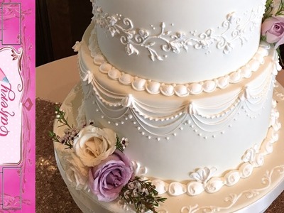 Spring Wedding Cake - Lambeth Over piping tutorial