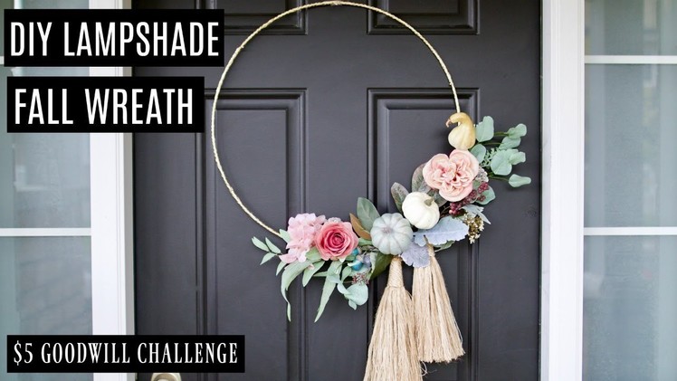 $5 Goodwill Challenge: DIY Fall Wreath from Old Lampshade