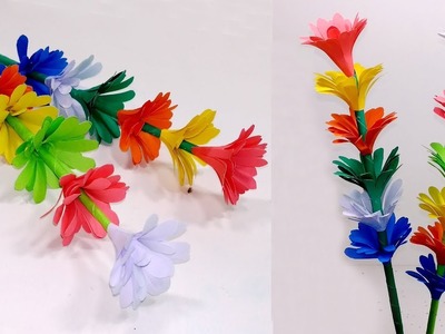 Beautiful & Easy Stick Paper Flower with Color Paper | Making Stick Flower |Jarine's Crafty Creation
