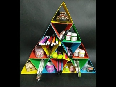 Best Out of Waste, How to make a Triangle Organizer, DIY Triangle Desk Organizer at home, Kids Craft