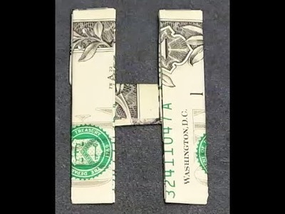 Fold Origami Dollar Bill Alphabet Letter H