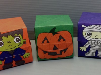 Halloween Origami Boxes - Frankenstein, Mummy, Jack-o-Lantern