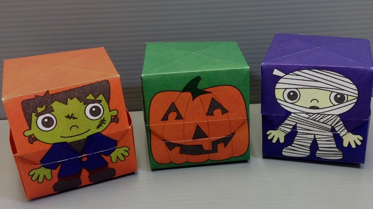 Halloween Origami Boxes - Frankenstein, Mummy, Jack-o-Lantern