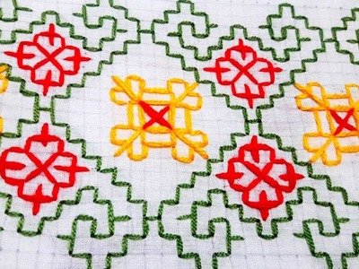Hand Embroidery nokshi katha design by cherry blossom.