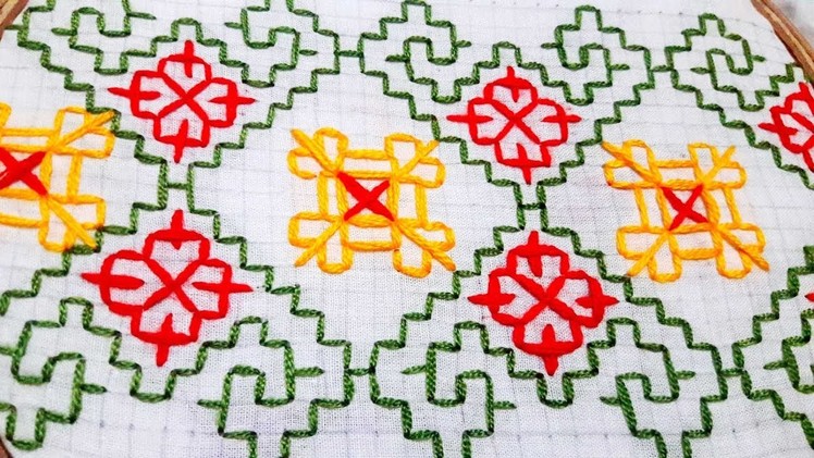 Hand Embroidery nokshi katha design by cherry blossom.