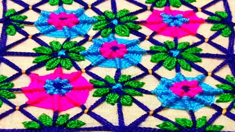 Hand embroidery : Ribbed Spider Web Stitch nakshi katha design by cherry blossom.