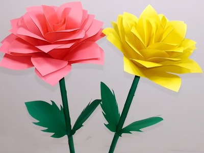 How to Make Very Beautiful Paper Rose Stick Flower | Rose Stick Flower-Jarine's Crafty Creation