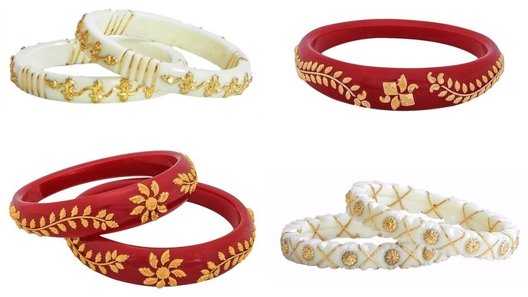 Red & White Gold Shakha Pola Bengali Bangles Collection