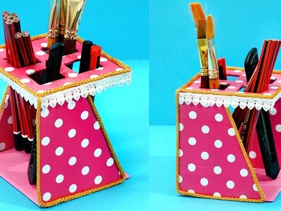 DIY Pen Stand | How to Make Pen Stand using Cardboard | Easy Best Out of Waste Pencil Holder