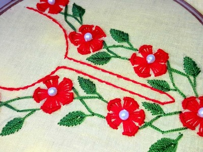 Hand Embroidery:buttonhole Stitch neck design  for dress| Blouse | Kurtis | Churidar.