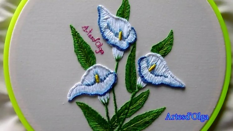 Hand Embroidery: Calla Lily Flower | Bordados a mano: Flor de Cala | Artesd'Olga