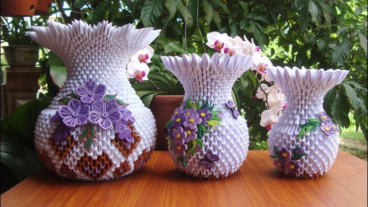 How To Make 3D Origami Flower Vase V10 | DIY Paper Flower Vase Handmade Decoration
