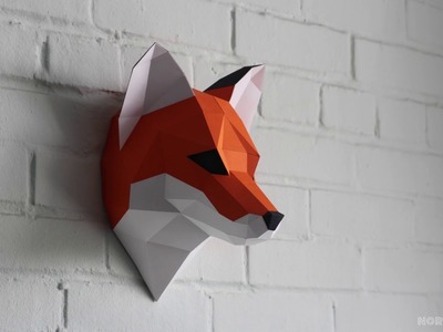 Low poly Fox. Papercraft. Timelapse