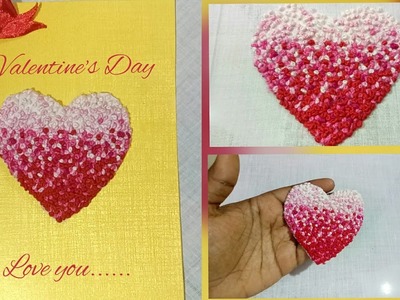 Making colourful heart design filled with French knot | knotty heart | valentine's Day card idea |
