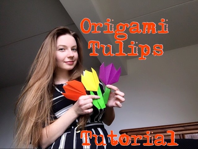 Origami tulip. Easy origami tulips flower step by step instructions. Origami for kids