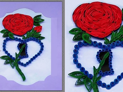 Paper Quilling | Roses with Heart design for Love propose | Greeting card | Paper Quilling Art