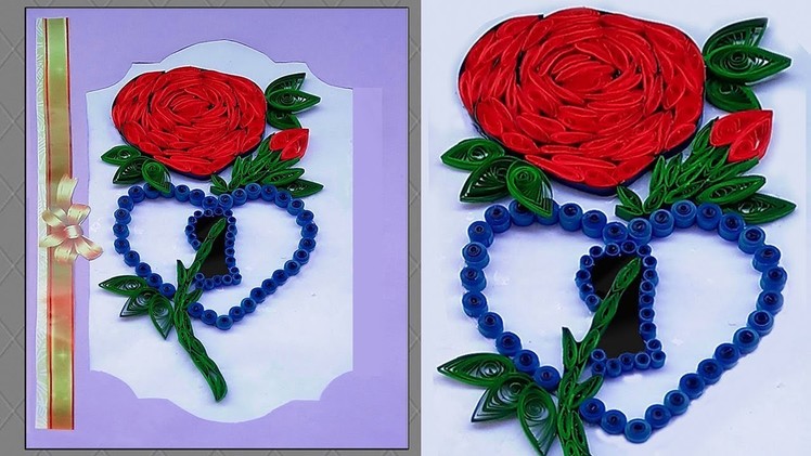 Paper Quilling | Roses with Heart design for Love propose | Greeting card | Paper Quilling Art