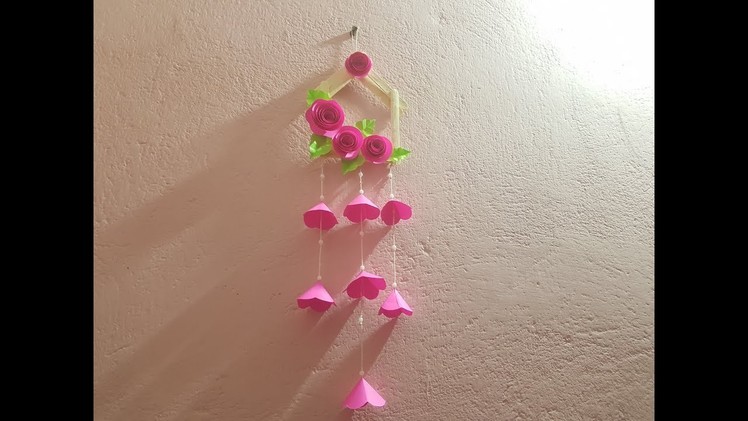 Popsicle (ice-cream) stick wall hanging decor | Rose Crafts T.v | Rose Difusa