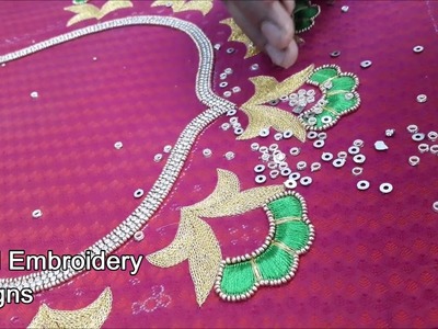 Simple maggam work blouse designs | hand embroidery designs | aari work designs for beginners