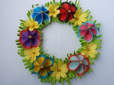 DIY: Wall Hanging Idea!!! How to Make Beautiful Flower Hanging With Colour Paper!!!