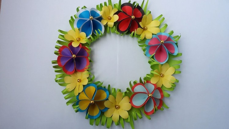 DIY: Wall Hanging Idea!!! How to Make Beautiful Flower Hanging With Colour Paper!!!